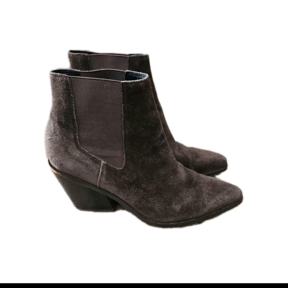 Rag & Bone Womens Brown Suede Pointed Toe Razor Chelsea Bootie In Asphalt Suede - Picture 3 of 13